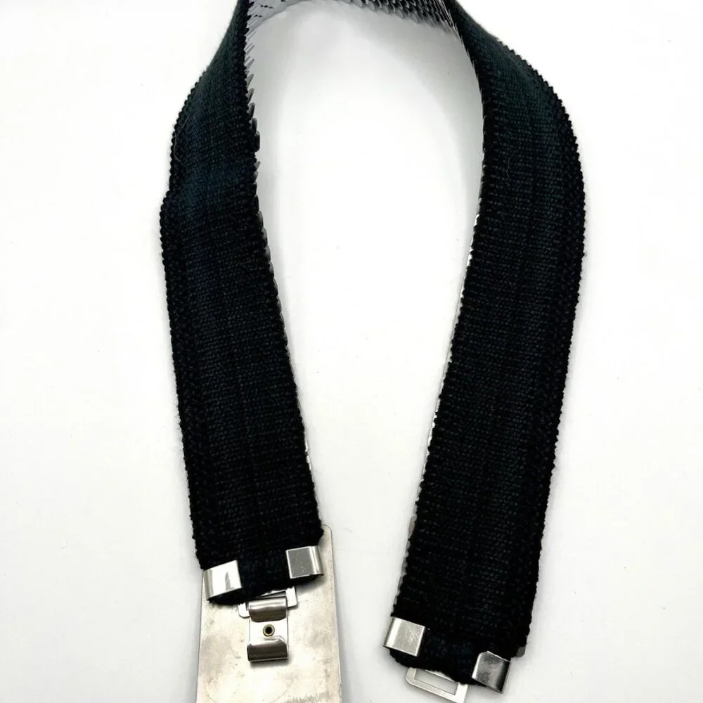 Vtg 70s Silver Metal Fish Scale Belt Stretch Western Boho Hippie Disco 28-38” - Picture 2 of 8